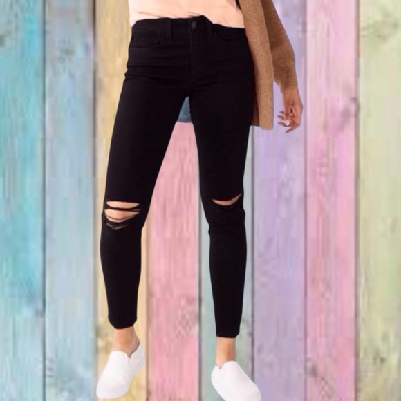 SO Denim - So Black Low Rise Distressed Straight Leg Jegging Jeans NWT